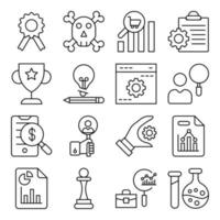 paquete de iconos lineales de creatividad y datos comerciales vector