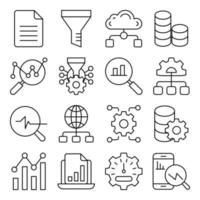 paquete de iconos lineales de big data vector