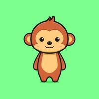 Cute monkey mascot character cartoon icon illustration vector