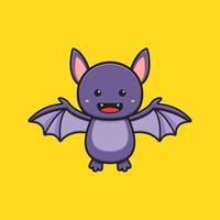 Cute bat mascot character cartoon icon illustration vector