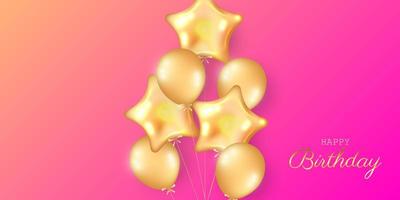 Birthday festive background with helium balloons. vector