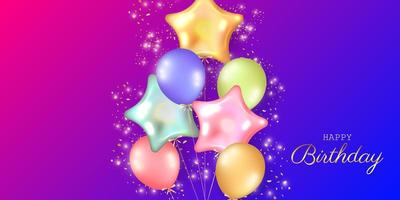 Fondo festivo de cumpleaños con globos de helio. vector