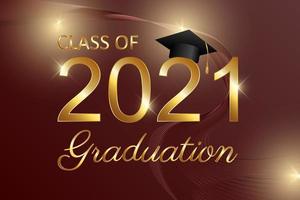 Class of 2021 graduation text design for cards, invitations or banner vector