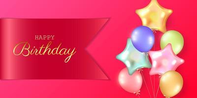 Birthday festive background with helium balloons. vector