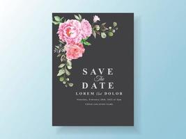 Romantic wedding invitation cards floral watercolor vector