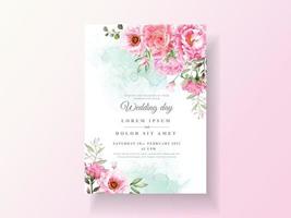 Romantic wedding invitation cards floral watercolor vector