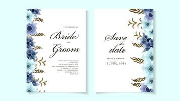 Floral wedding invitation card flower. Save the date, RSVP thank you vector