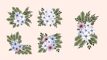 Floral arrangement bunch isolated beautiful flowers design elements vector