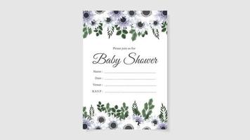 baby shower party invite card floral flower background cute editable vector