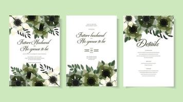 nupcias de boda botánica invitar plantilla de tarjeta flores silvestres follaje vector