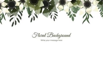 Beautiful floral frame background template with soft nature flowers, vector