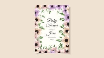 Colorful Floral Baby Shower Card Layout pretty flowers botanical theme vector