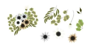 Set of floral elements editable elegant garden flowers arrangements vector