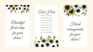 Editable Story background template in flower design for Stories Reels vector