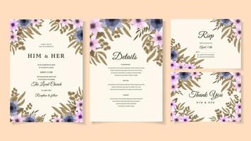 botanic wedding invite wild flowers Spring Luxury Floral ornament vector