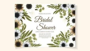 Bridal Shower invitation card template in abstract flowers floral vector