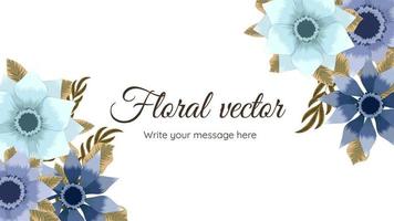 Blooming flower background template with cute floral elements design vector