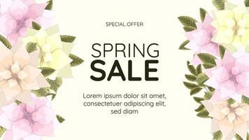 Modern Spring Sale Floral Flowers banner offer discount. vector