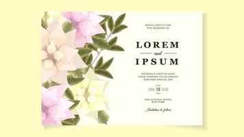 Plantilla de tarjeta de invitación de boda de corona floral con flores premium vector