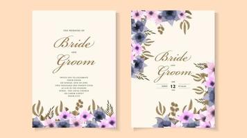 Wedding invitation card frame flowers set Save the date, RSVP thanks vector