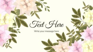 Blooming flower floral background template with place for your text vector