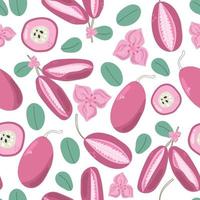 Seamless pattern of Akebia exotic asian fruit. Flat illustration vector