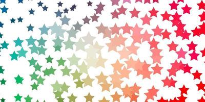 Light Green, Red vector background with colorful stars.