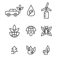 diseño colección de iconos de naturaleza conjunto estilo cuatro vector