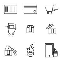 ecomerce online set icon design style dos vector