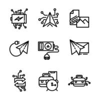 set icon technology outline design vector