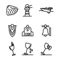 set icon beach style two outline design vector