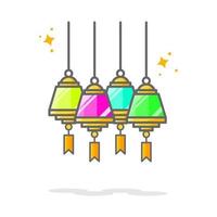 four lantern illustration design concept style two vector