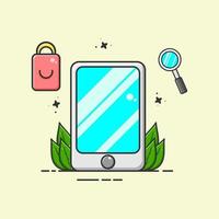 smartphone for shoping in the online shop illustration flat design vector