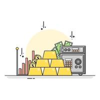 gold instrument economy flat design with another intrument economy vector