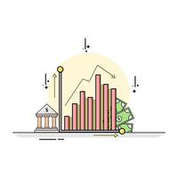 design diagram economy with other elements bank building and money vector