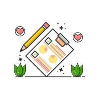 Listar productos con ilustración de doble amor y diseño plano a lápiz vector