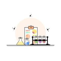 laboratory chemistry flat design with element two tubes beside rack vector