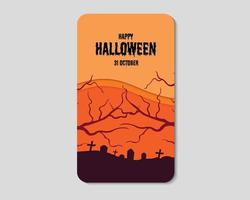 Happy Halloween Graveyard Phone Concept vector