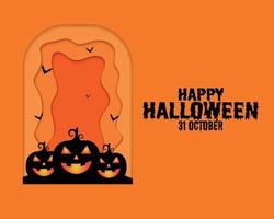 Happy Halloween Pumpkin Bat Headstone Paper vector