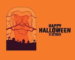 feliz halloween cementerio lápida de papel vector