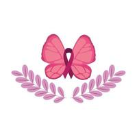 butterfly with ribbon of the fight against breast cancer vector