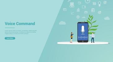 voice command concept for website template vector