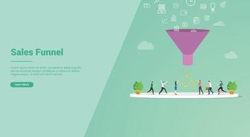 concepto de marketing de embudo de ventas para plantilla de sitio web vector