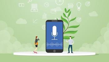 voice command technology with people concept with modern flat style vector