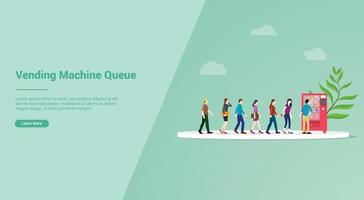 vending machine queue for website template vector