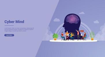 cyber mind technology brain concept for website template vector