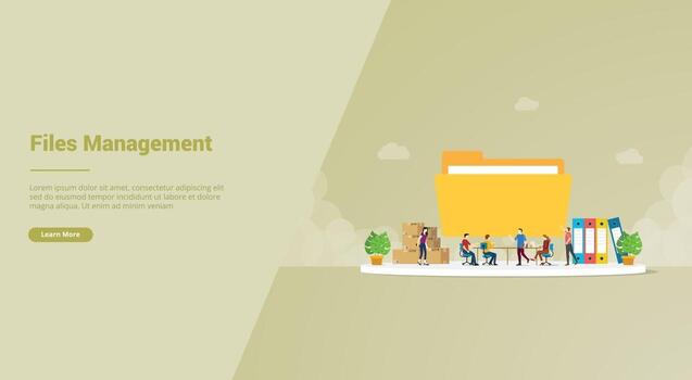 files management efficiency concept for website template vector