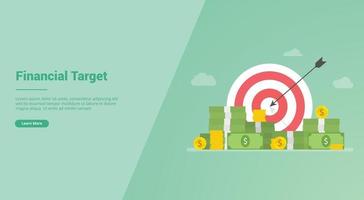 financial target with dart and money for website template vector