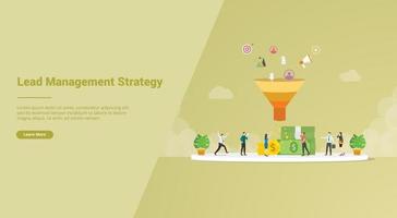 lead management strategy concept for website template vector