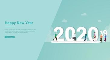 feliz año nuevo 2020 cambio de 2019 para plantilla de sitio web vector